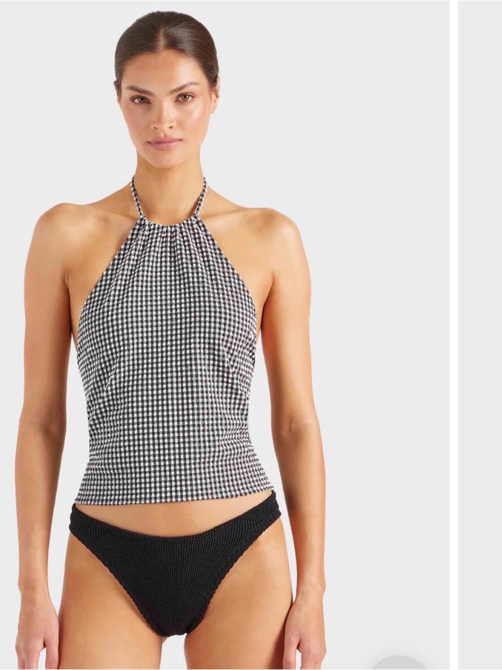 Gingham Halter top and wrap bottom set Swim Coverup in Black & White